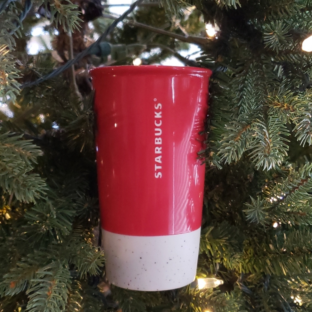 STARBUCKS Red Ceramic JOYFUL Travel Mug Tumbler - Picture 5 of 7